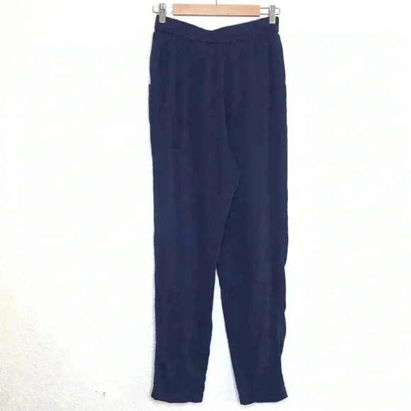 Babette Elastic Waist Pants Small Tapered Leg Ribbed Purple - Picture 5 of 6